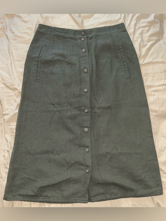 Marks & Spencer Dresses & Skirts - Marks & Spencer Olive Green Button-Front Midi Skirt